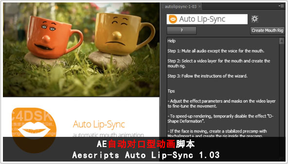 AE自动对口型动画脚本 Aescripts Auto Lip-Sync 1.03