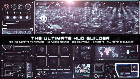 终极HUD高科技信息化动态UI元素包 VideoHive The Ultimate HUD 